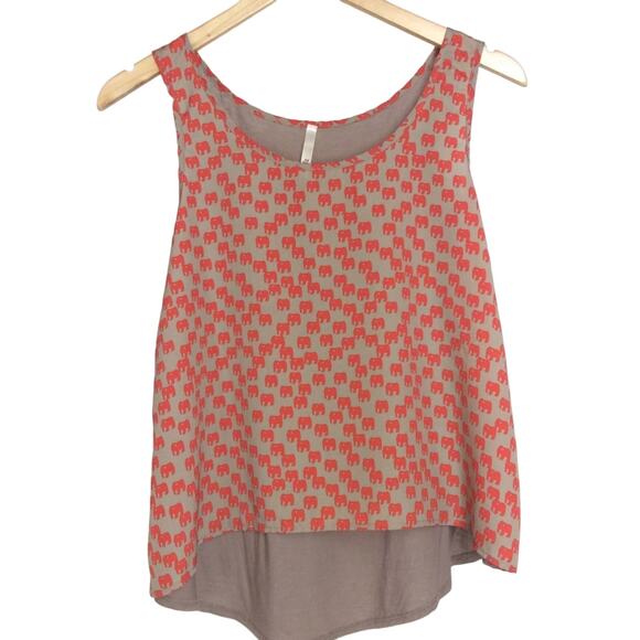 BJewel Tops - BJewel Elephant Print Sleeveless Top Orange Tan